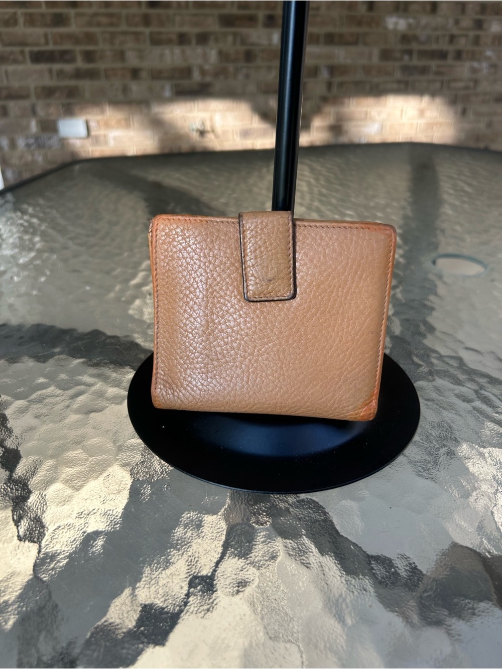 Salvatore Ferragamo Tan Pebbled Leather Gancini Clasp Bifold Wallet - Picture 2 of 7